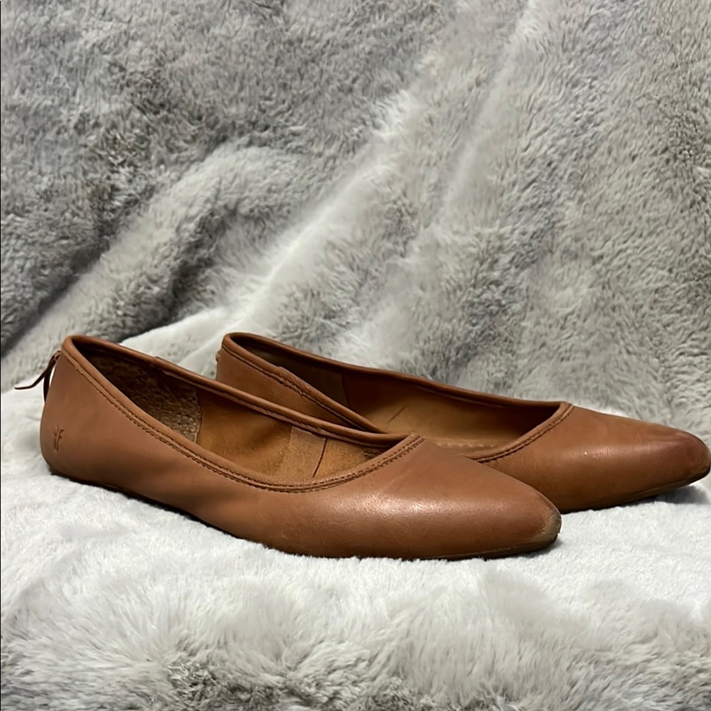 Frye Tan Leather Ballet Flats